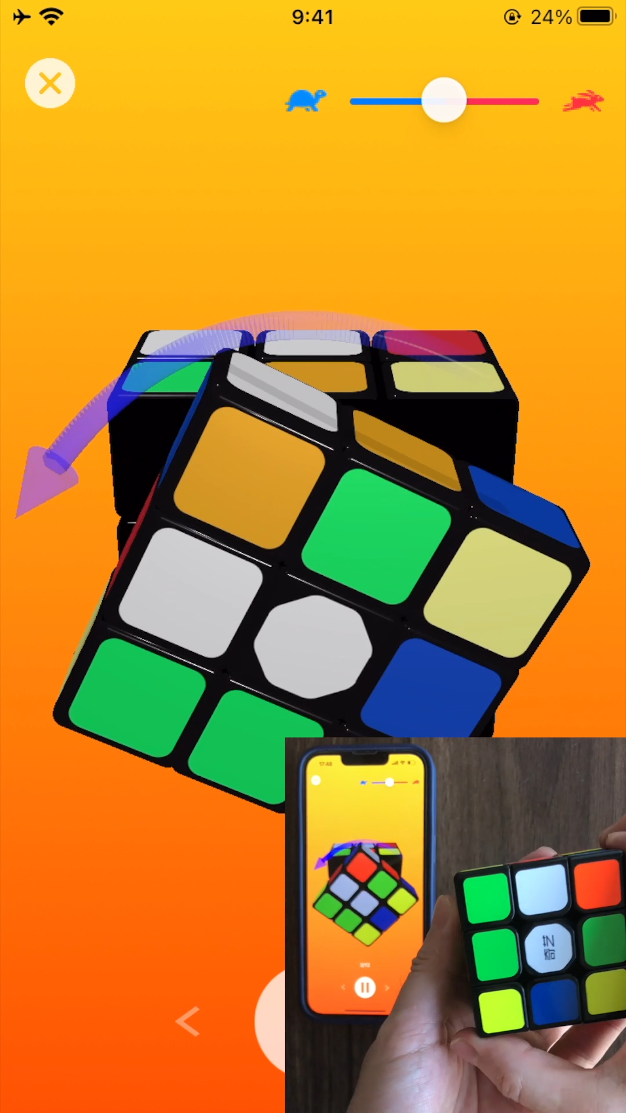 Step-by-step Rubik's Cube solution in 3D